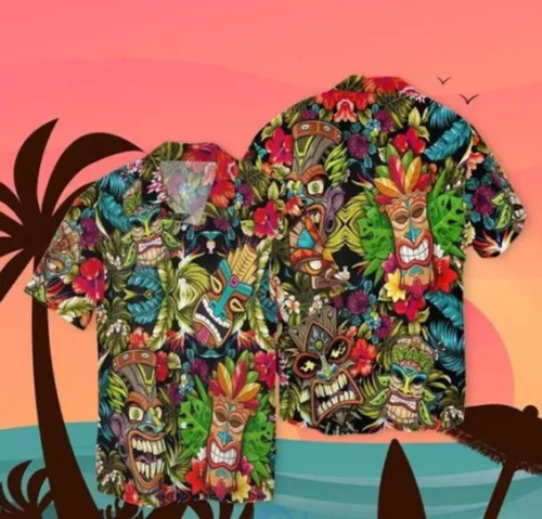 Tiki camicia hawaiana - tiki, uomo